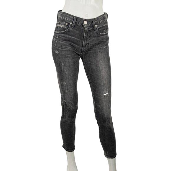 MOUSSY Vintage Comfort Velma Skinny Denim Jeans Black Distressed Women's Sz 25 - Picture 1 of 10